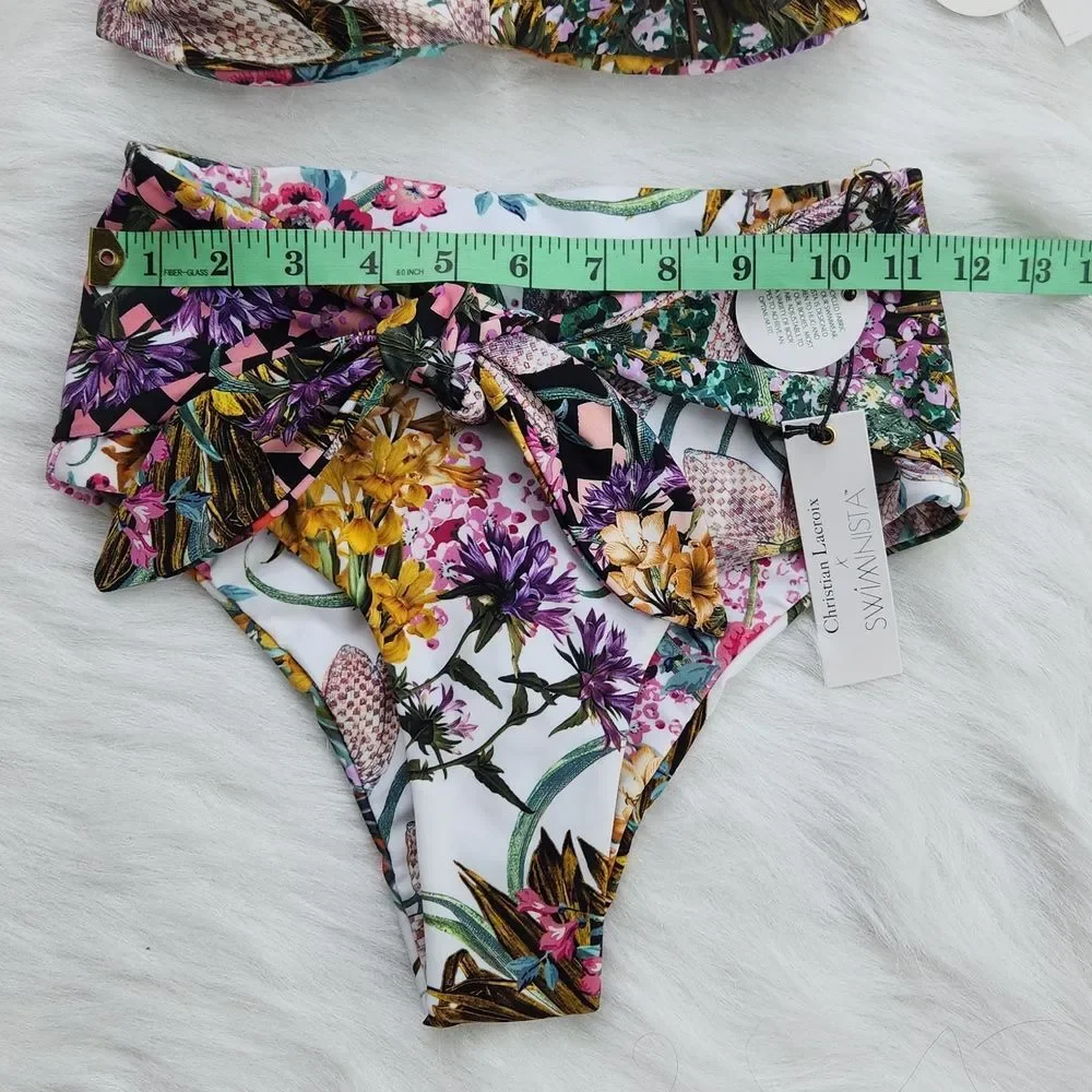 Swiminista $210 Christian Lacroix Joy Bikini Top & Classy Bottom Swimsuit SET XS